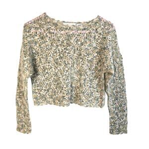 Cape Isle Knitters Sweater Women's M Pastel Colors Mohair Blend Crochet Crop Y2K